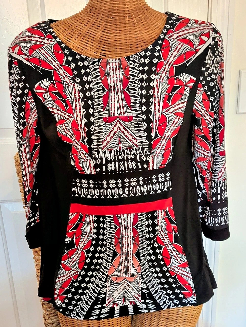 Style & Co. Geometric Tunic in Black & Red Like New